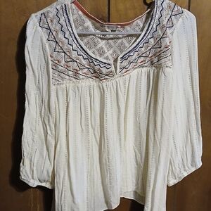 Embroidered Cream Women's Top